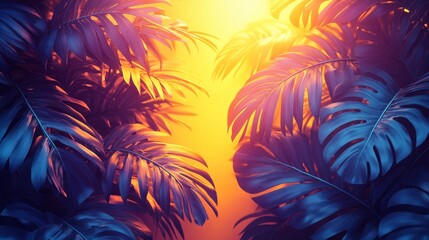 Obraz premium Stunning Tropical Leaves in Vibrant Colors - A Tropical Paradise