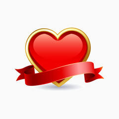 3d heart with ribbon