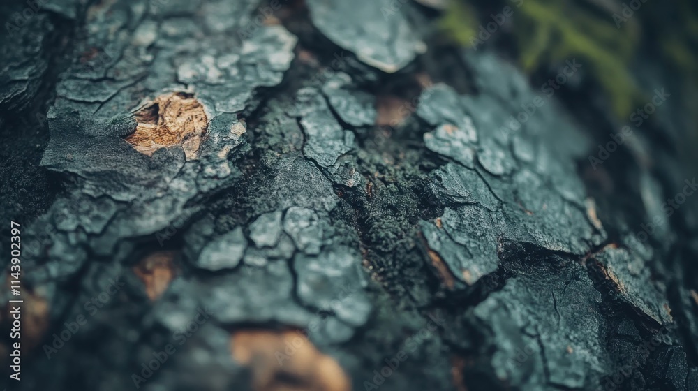 Poster macro capture of rough bark texture highlighting detailed patterns and natural colors