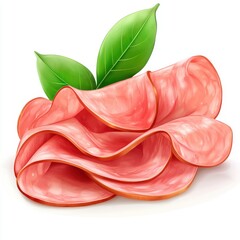 Salami sausage slices ham isolated on white background