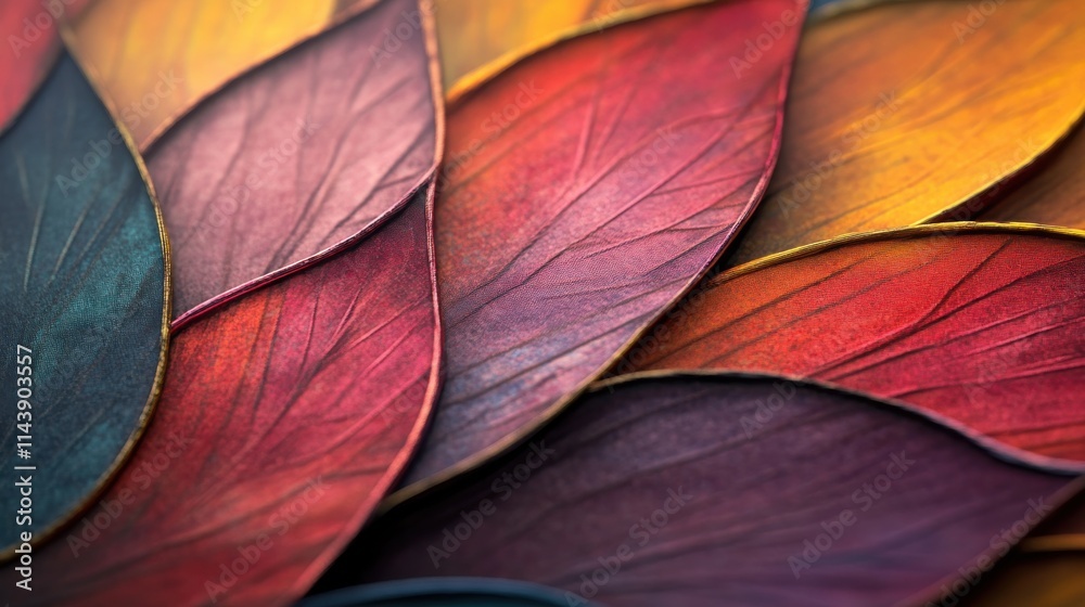 Poster Close-up view of a colorful lotus surface showcasing intricate textures and vibrant hues in natural light