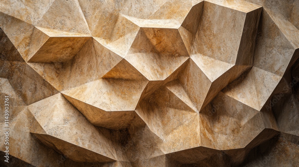 Poster close-up view of intricately patterned stone with geometric textures showcasing nature's artistry an