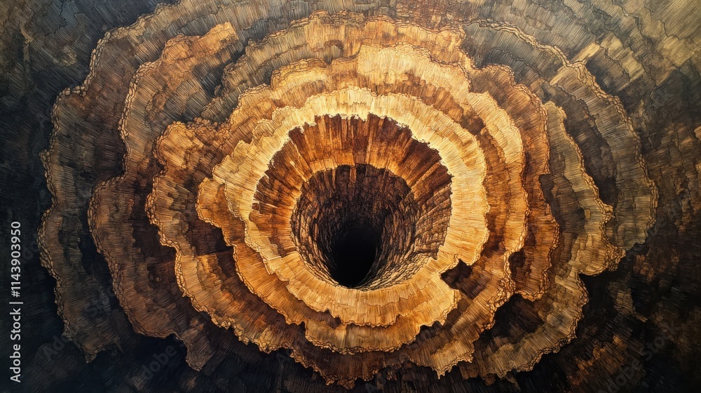 Poster close-up view of a freshly cut tree stump showcasing intricate rings and textures revealing its age 
