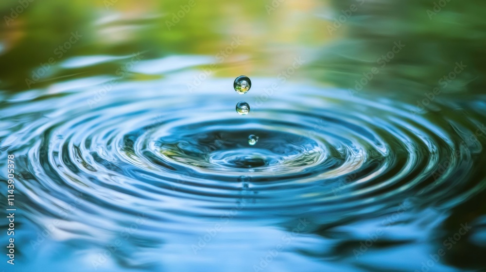 Poster Close-up view of rippling water reflecting light and creating abstract patterns in a tranquil setting