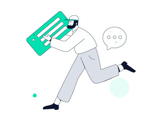 Flat vector illustration of business people operating work scene
