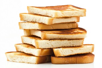 Stack of toast bread isolated on white background
