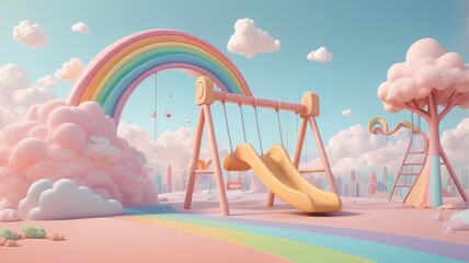 cartoon 3d rendering of children's playground