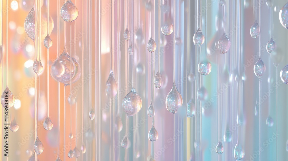 Aufkleber cascading water droplets create an abstract and colorful wallpaper effect with a gentle blur and sof