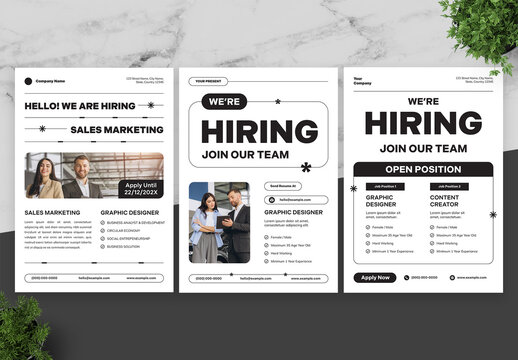 Black And White We Are Hiring Flyer