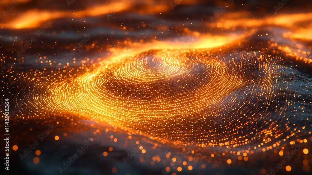 Aufkleber glowing digital fingerprint with flowing data streams representing identity and security in the age 