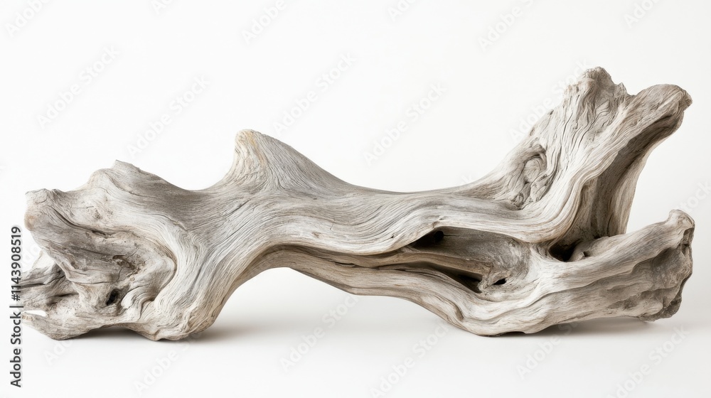 Poster Weathered driftwood creation with unique patterns and textures in natural tones highlighting its coastal origins and age