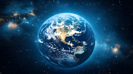 Obraz premium Earth, A Vibrant Blue Marble in Cosmic Embrace