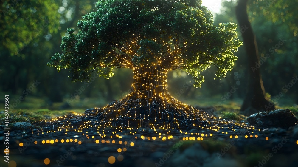 Canvas Prints futuristic glowing tree of technology symbolizing modern growth and connectivity