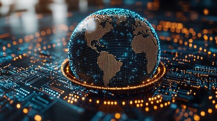 Glowing Global Data Network Symbolizing Technological Connectivity and Innovation