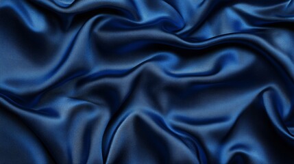 Obraz premium Luxurious deep blue silk fabric with smooth, flowing folds and soft sheen.