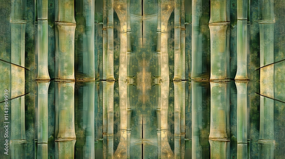 Poster Abstract view of bamboo stalks showcasing intricate patterns and textures in a serene natural setting
