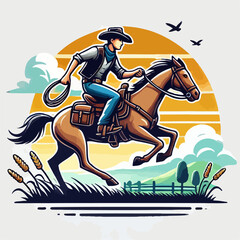 Illustration of a rider on horse