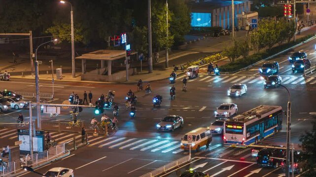 Traffic intersection street cars people