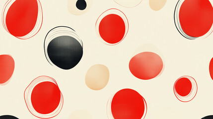 pattern, minimalist design, clean design, circles and ovals, parisian chic, white background, red elements