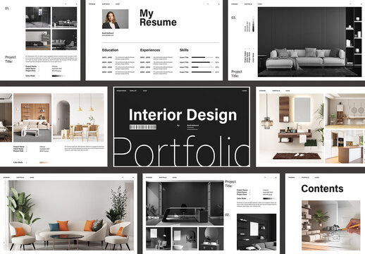 Interior Portfolio Presentation Template Design Layout