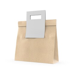 Blank Paper Bag in Paper Carton Holder with Handle 3d Illustration.