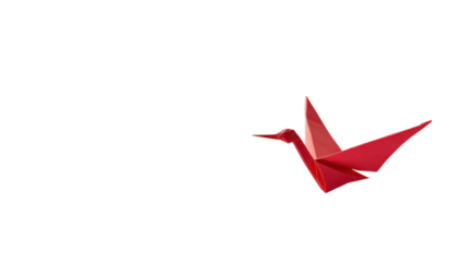 Beautifully Folded Paper Crane Origami on a White Background Perfect for Arts and Crafts Projects, Educational Materials, and Artistic Expressions.