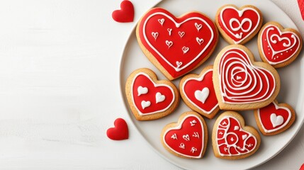 Delicious heart-shaped cookies decorated for celebrations.