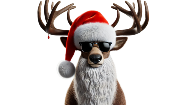 Christmas reindeer isolated. Cool Cute deer in sun glasses