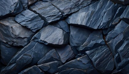 Abstract Dark Blue Slate Rock Texture with Cracked Layers – Natural Mineral Design for Creative Projects, Backgrounds, and Decor