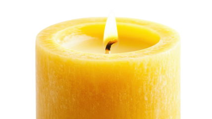 Serene Pastel Yellow Candle Emitting a Gentle Flame Perfect for Creating a Cozy Ambiance in Any Relaxation Space or Home Decor.