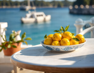 piatto di limoni in terrazza