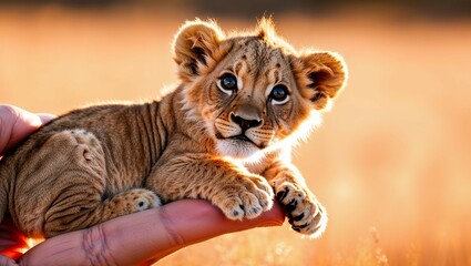 The wildcat cub, a feline predator, explores the woods with stripes like its tiger mother