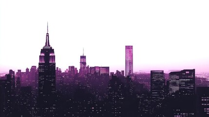 Naklejka premium Purple New York City skyline at sunset.