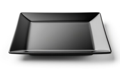 Elegant Black Square Plate on White Background