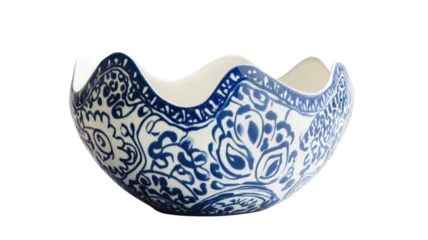 Fotobehang Beautiful Blue and White Patterned Ceramic Piece Ideal for Home Decor and Table Settings displaying Elegant Craftsmanship. © Zain
