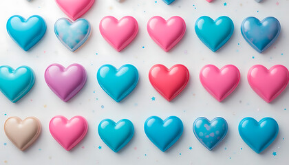 Obraz premium Pastel Heart Candies: A Delightful Array of Sweetness