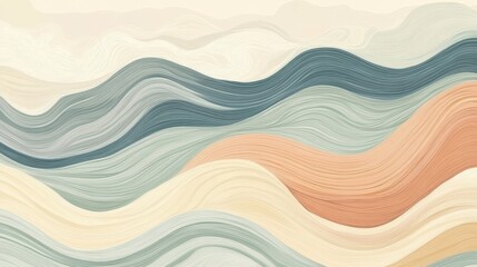 Abstract wavy lines in muted pastel colors.