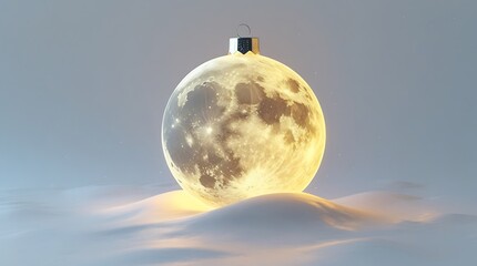 A Beautiful Christmas Ball Inside the Moon, Glowing with Holiday Cheer, Perfectly Capturing the Magic of the Season Under the Night Sky – AI-generated