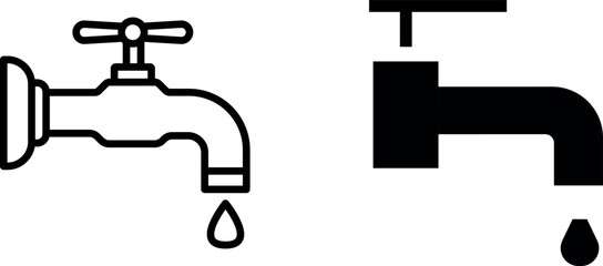 "Water Droplets Falling from Faucet Icon Vector Design"