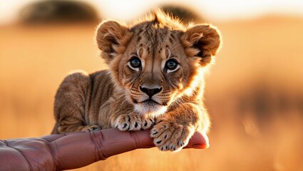 A majestic lioness, a powerful predator of the African savanna, gazes intently from the tall grass