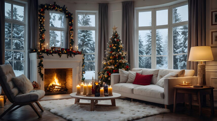living room with fireplace