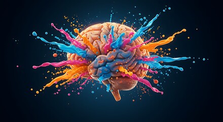 High-Tech Brain Visualization . neural activity and creative energy technology, medicine, and futuristic concepts artificial intelligence, innovation, and digital art neural activity