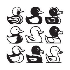 Fototapeta premium goose and swan silhouette vector illustration collection of duck silhouette and icon vector illustration 