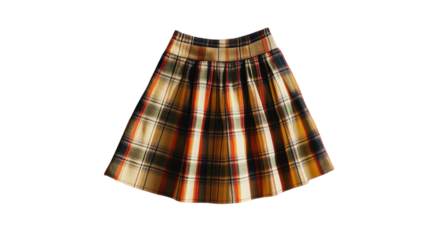 Elegant A-Line Plaid Skirt Isolated on White Background Perfect for Fashion Illustrations, Online Retail, or Style Blogs.