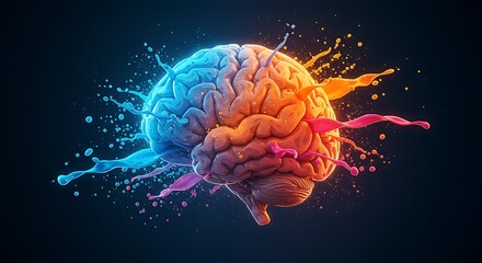 High-Tech Brain Visualization . neural activity and creative energy technology, medicine, and futuristic concepts artificial intelligence, innovation, and digital art neural activity
