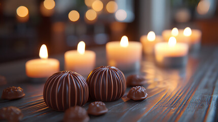  valentine's day chocolate and romantic candle arrangement