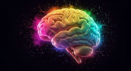 High-Tech Brain Visualization . neural activity and creative energy technology, medicine, and futuristic concepts artificial intelligence, innovation, and digital art neural activity