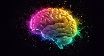 High-Tech Brain Visualization . neural activity and creative energy technology, medicine, and futuristic concepts artificial intelligence, innovation, and digital art neural activity