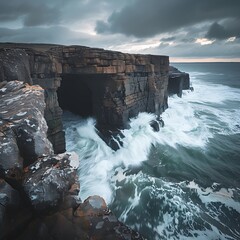 Rugged coastal erosion cliffs of moher landscape photography dramatic seascape low angle nature's...