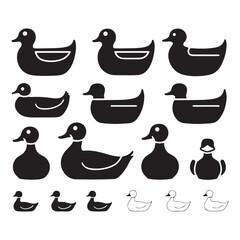 goose and swan silhouette vector illustration collection of duck silhouette and icon vector illustration
 